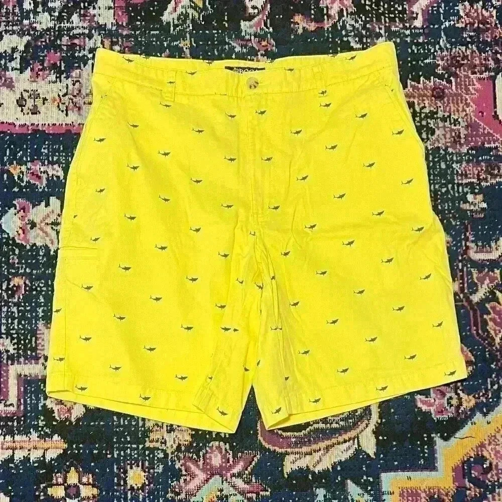 Boca Classics Short Mens 34 Yellow Sharks Cotton‎ Stretch Chino 8”
